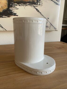🌼 Retired Nora Fleming White Ceramic Utensil Holder Stoneware